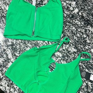 Green woman crop top (Size S/M)